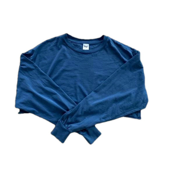 Tna (Aritzia) Size Small. Crop Long Sleeved T Shirt. Blue. - Picture 3 of 9